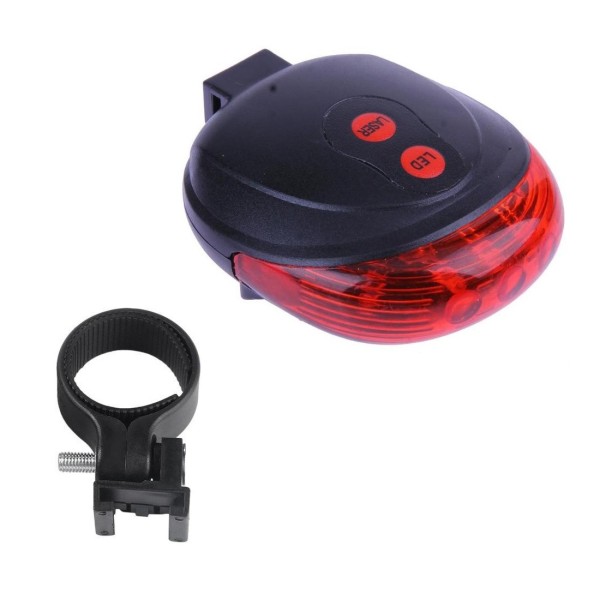 Bicycle taillight, with 5 leds and 2 laser beams, red color, red laser